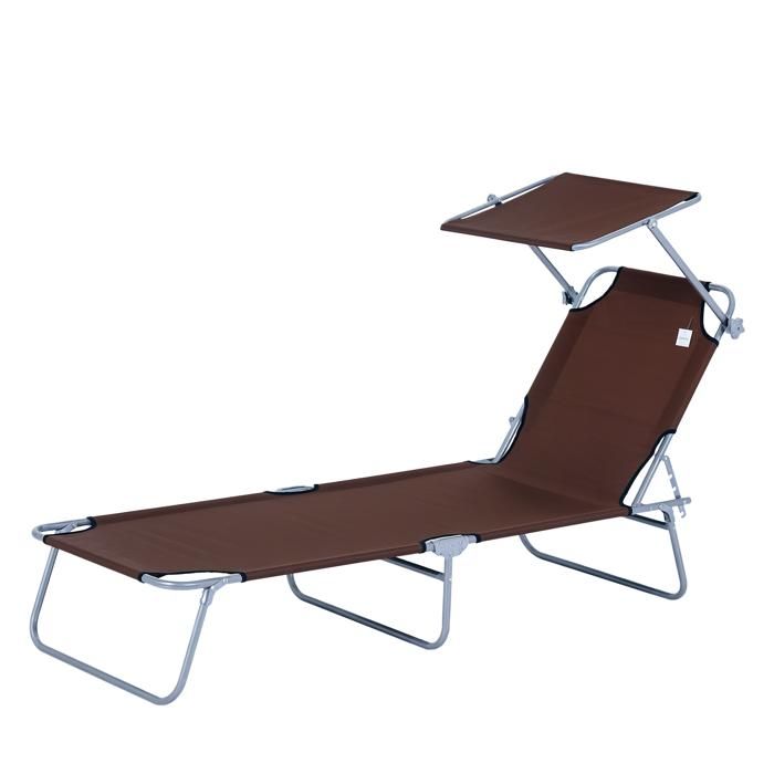 LIA Transat Bain de Soleil Pliable Chaise Longue Pliante Grand Confort Dossier Dim. 187L x 58l x 36H cm chocolat