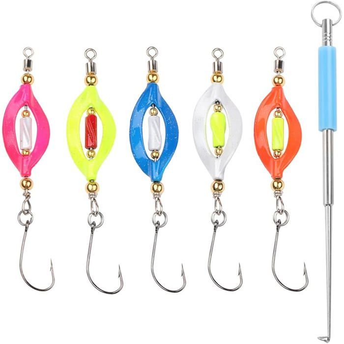 5 pièces Cuillères de Pêche Truite Leurres Peche Carnassier Spinnerbait UV Actives Leurre Truite Hameçon Simple avec