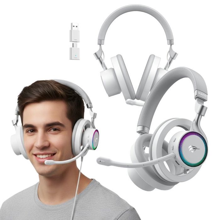 Auriculaires Havit Fuxi H8 sans fil et filaire Bluetooth Gaming RGB - vue 2