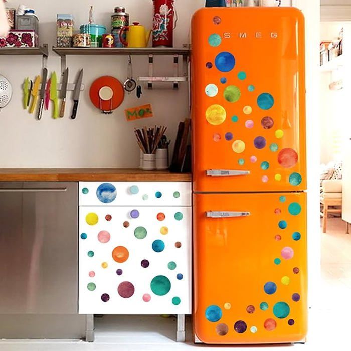 [80 pièces] Stickers muraux enfants POINT aquarelle multicolores I Autocollant rond cercle couleur point pois I STICKERS