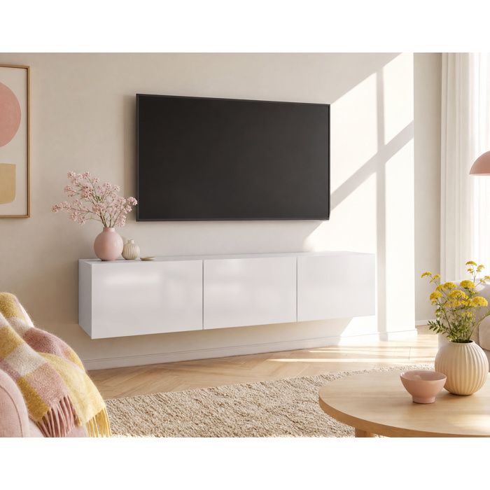 Alix - meuble tv modulable 150 cm - 3 portes - Blanc Alix - meuble tv modulable 150 cm - 3 portes - Blanc