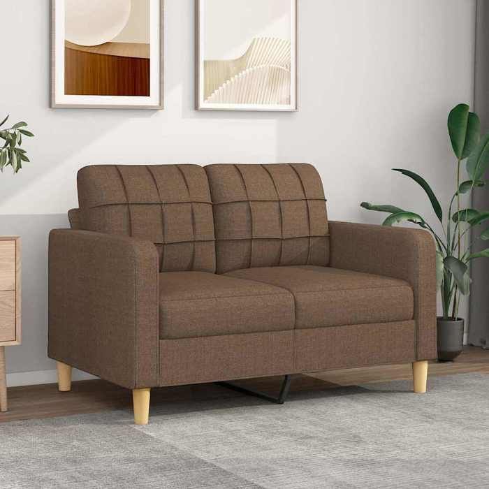Canapé à 2 places - vidaXL - (1 pc) - charge (par siège) : 110 kg - Sofa intérieure - tissu - marron - 120 cm@bcu83z