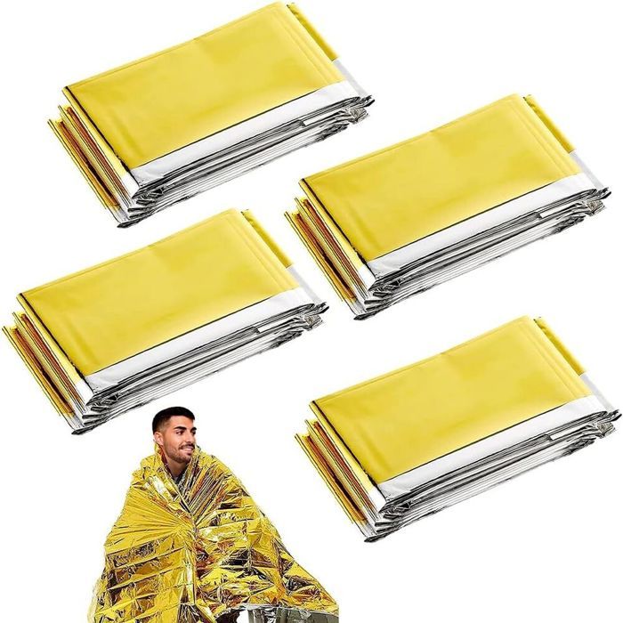 Lot de 4 Couverture de survie Imperméable Thermique 160x210cm Randonnée Camping Urgence ACCESSOIRES FABRICATION MAISON