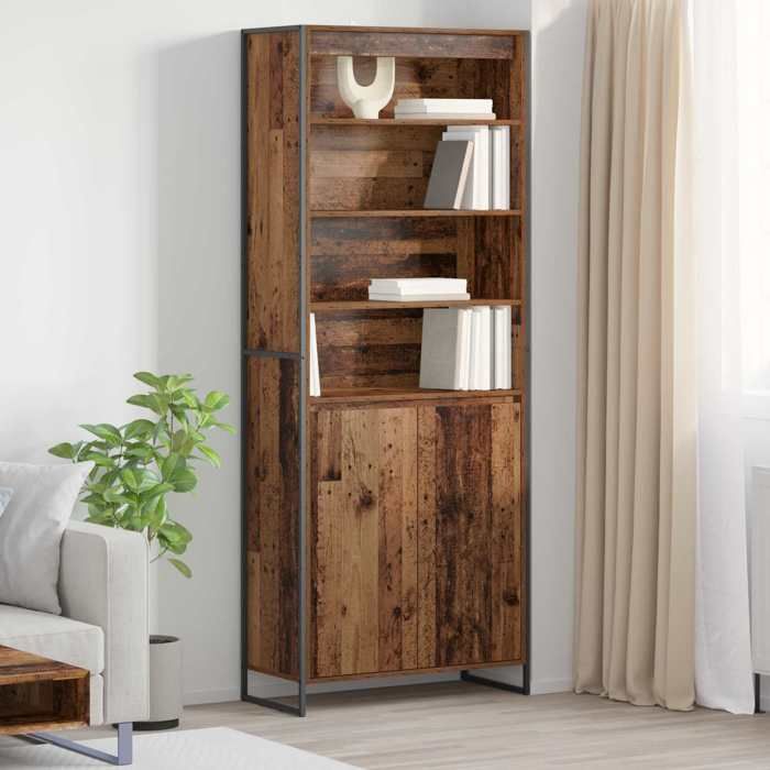 Marron Armoires Hautes 2 pcs Bois Ancien 79x36x200 cm - Meuble Rangement LV30533