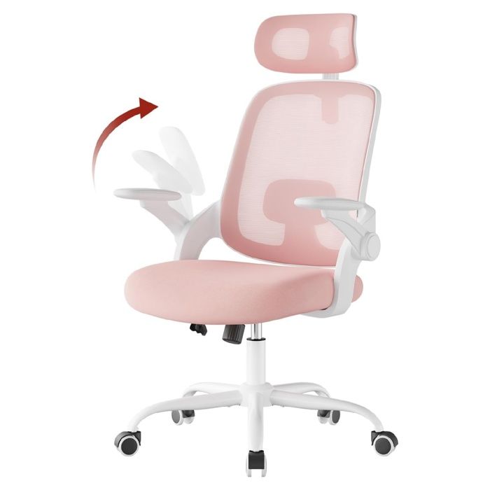Chaise de bureau ergonomique en maille - WOLTU - Rose - Appui-tête réglable - Accoudoirs réglables 3D rabattables Chaise de bureau ergonomique en maille - WOLTU - Rose - Appui-tête réglable - Accoudoirs réglables 3D rabattables