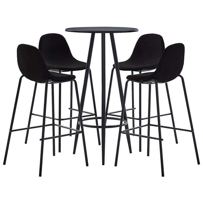 Table de Cuisine avec Chaises - VIDAXL - TOP Ensemble de bar - 5 pcs - Tissu - Noir &&26613