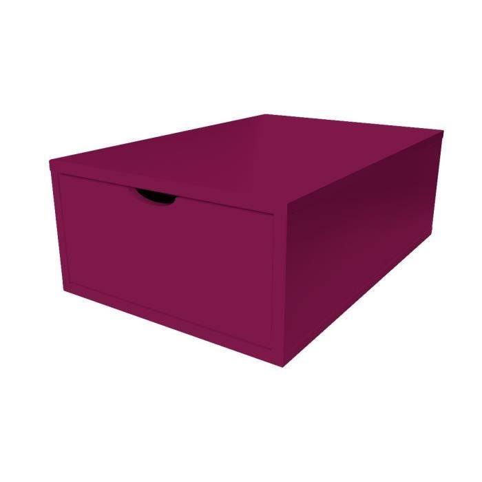 Cube de rangement profondeur 75 cm + tiroir Bois - Couleur - Prune