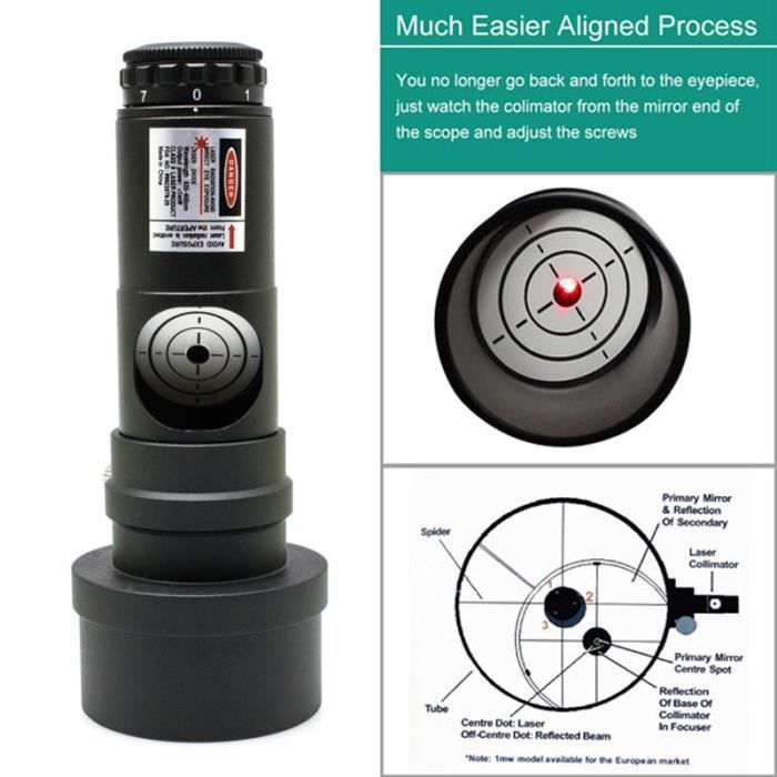 Collimateur Cheshire Pour Télescope Newtonien/Dobson - 31.7mm (1.25") - Version Courte En Aluminium