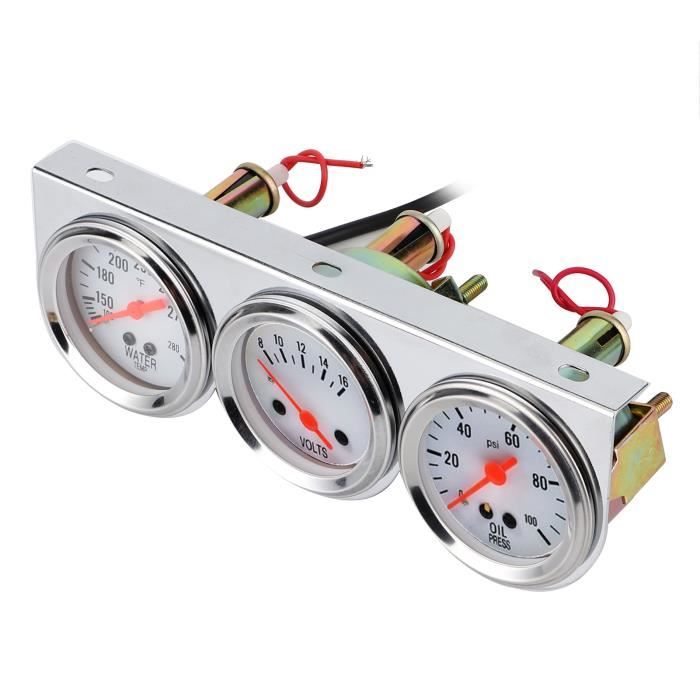 Jauge Température Eau Et Voltmètre 2en1 Auto - Universel 12V/24V - Noir