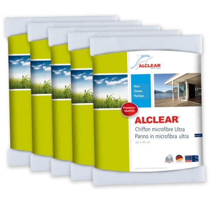 ALCLEAR 950002/_5 Lot de 5 chiffons /à fen/êtres en microfibre Blanc 60 x 45 cm
