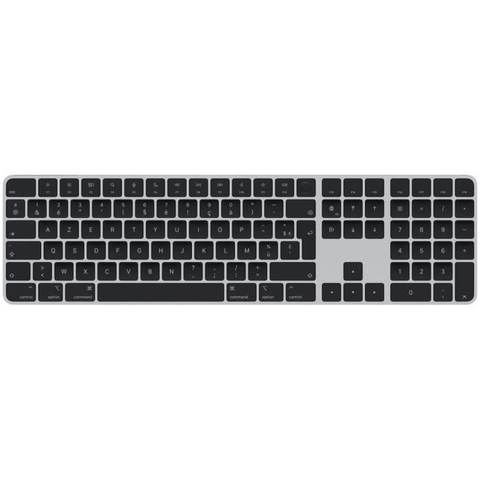 Le clavier Magic Keyboard avec Touch ID et pavé numérique offre un confort et une précision remarquables. Il propose un format étendu,des commandes de navigation rapide dans les documents et des touches fléchées pleine taille,parfaites pour les jeux.