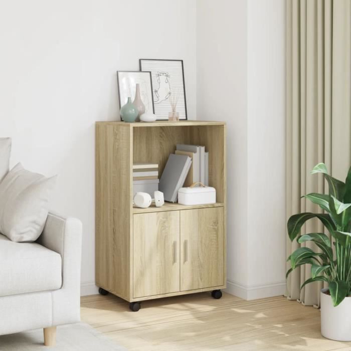 Armoire à Roulettes VidaXL Chêne Sonoma - 72x33x42,5cm Bois Ingénierie