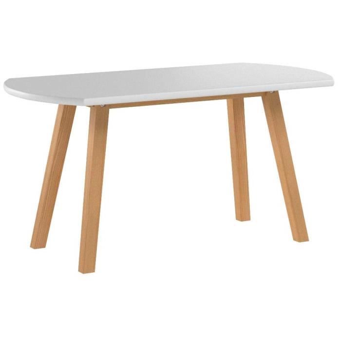 bonVIVO Petite Table Basse Blanche Franz Table De Salon Scandinave Au Design Moderne Table DAppoint en Bois avec Pieds en Bambou De Haute Qualité 