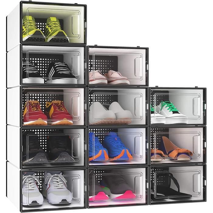 Boîte à chaussures, Lot de 12 boite Rangement Chaussures en Platique