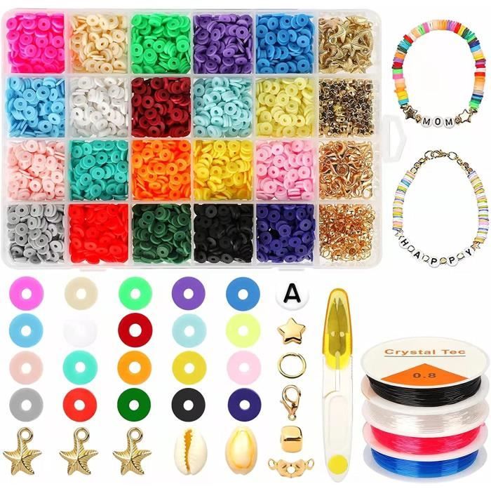 Perles en argile polymère de 6 mm pour la fabrication de bijoux, kit de  perles rondes