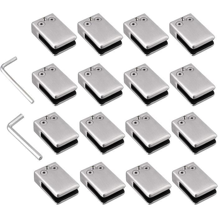 12 Pinces Verre Acier Inox 304 - Support Balustrade Escalier Pour Verre 10-12mm (Kit Complet)
