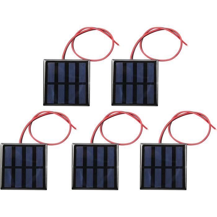 Lot De 5 Mini Panneaux Solaires 0.65W 1.5V - Module De Carte Avec Fil 30cm, Pour Projets