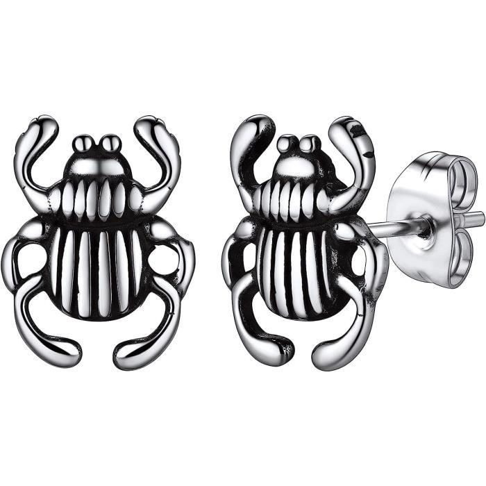 Vente Boucles d'oreilles homme acier griffes à pierre noire