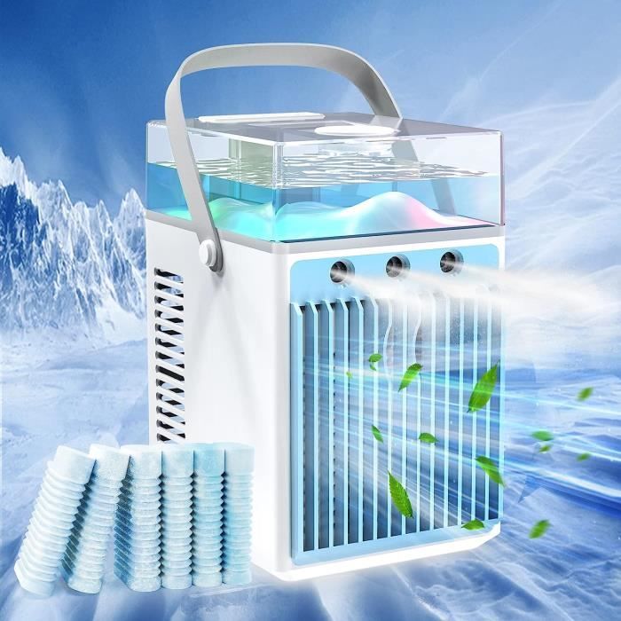 Mini Climatiseur Portable 4 En 1 USB - Ventilateur, Humidificateur, Purificateur D'air - Avec Réservoir 600ml