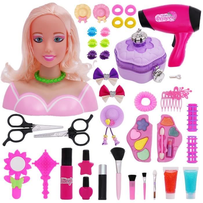 Tete à Coiffer et Maquiller Enfant,Set de Coiffure,Jeu de Poupées pour  Cheveux et Beauté Cadeaux pour Les Filles de 3 Ans et Plus - Cdiscount Jeux  - Jouets