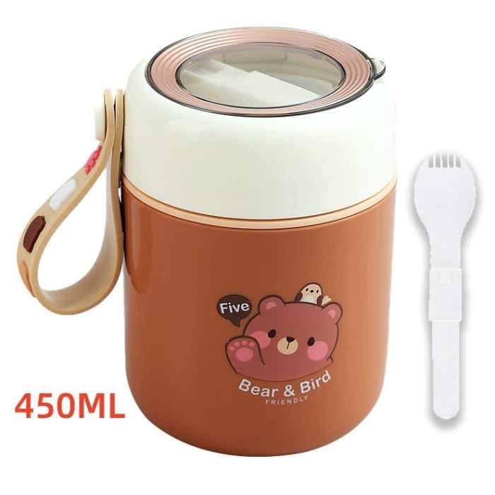 Thermos Alimentaire Lunaanda 450ml Avec Cuillère - Garde-Manger Chaud/Froid 12h Acier Inox