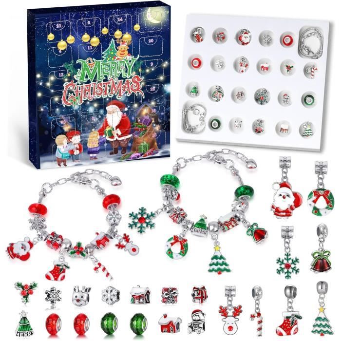 Calendrier De L'Avent 2025 Avec Bracelets Et Colliers à Composer - 24 Bijoux Surprises Pour Patienter Jusqu'à Noël
