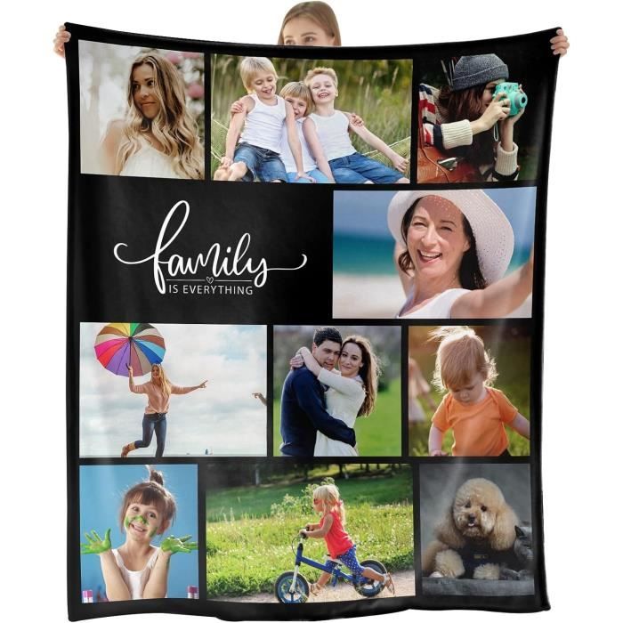 Couverture Personnalisée Avec Photo Et Texte DZWSZ - Cadeau Familial, Mariage, Anniversaire - 6 Tailles Au Choix