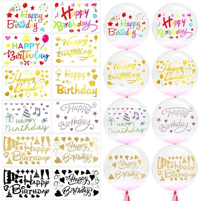 12 Pièces Ballons Stickers Bobo Ballons Lettre Stickers