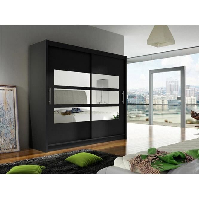 Armoire - Mobilier1.fr - Atlanta 101 - Portes Glissement - Noir