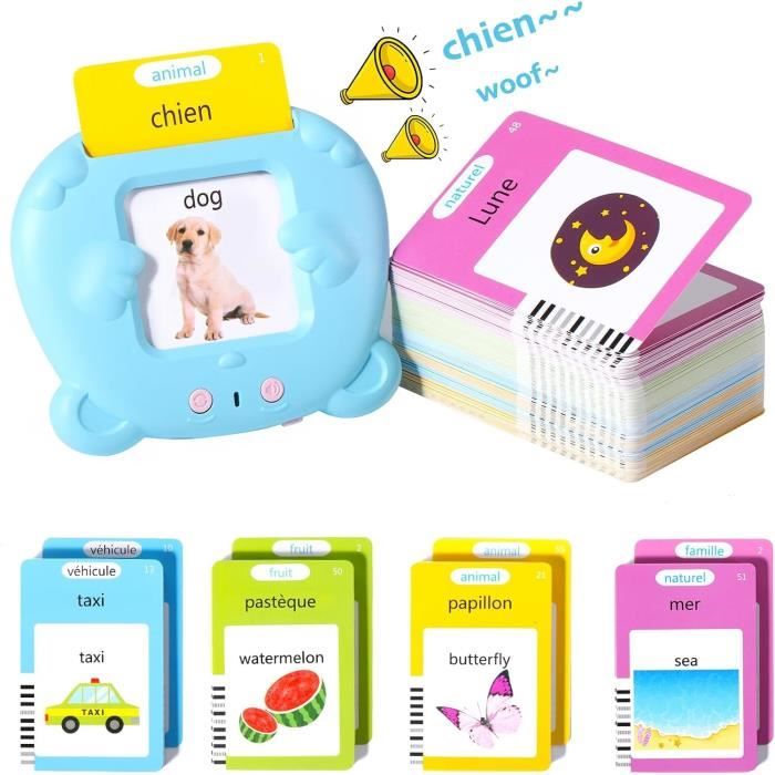 Cartes flash parlantes allemandes standard 2022 - Jouets éducatifs pour les tout-petits de 1 à 6 ans - 112 feuilles - 224 mots - Jouets éducatifs sonores - Jouets interactifs pour garçons et filles