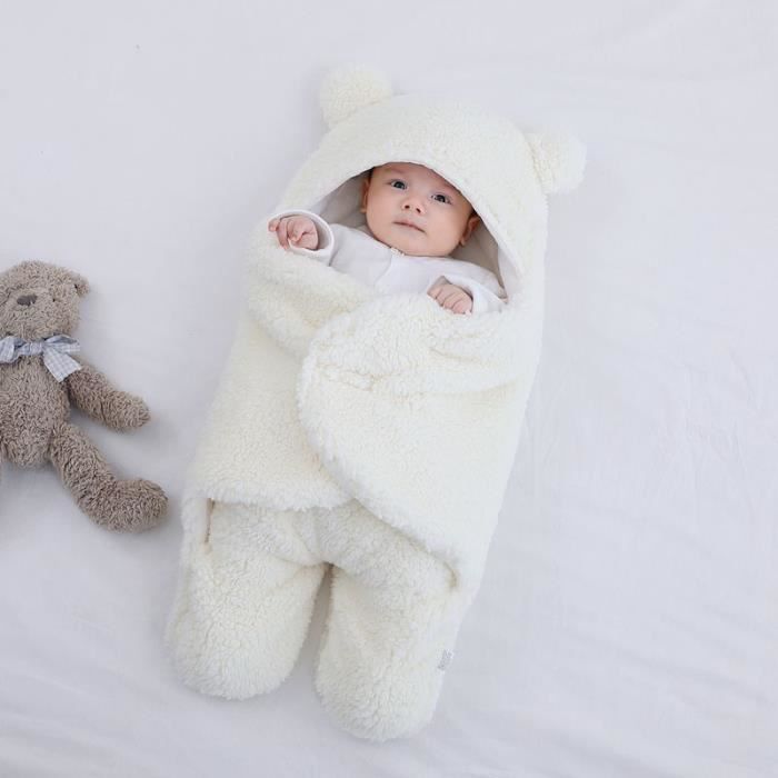 Valcatch – Couverture D’emmaillotage Hiver Pour Bébé 0-6 Mois – Coton Bio à Pois – Sac De Couchage Réglable Et Respirant Avec Oreiller – Unisexe