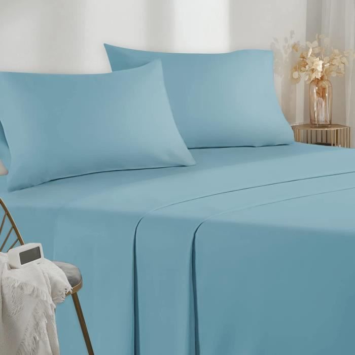 Parure De Lit 4 Pièces 160x200 Cm - Housse De Couette 220x150 Cm, Drap Housse, 2 Taies 80x80 Cm - Polyester, Fermeture éclair - Gris