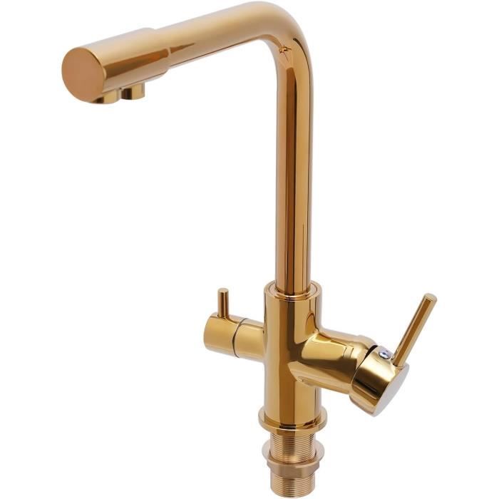 Mitigeur Cuisine 3 Voies Osmoseur Robinet Cuisine Avec Douchette Extractible Pivotant Eau Froide Et Chaude Laiton Robinet De Cuisine 3 Voies Robinet