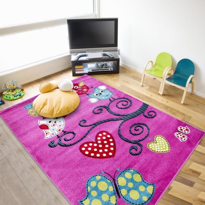 Kinderteppich Creche Tapis Avec Des Motifs D Arbre A Papillon Kids 04 Violet 80x150 Cm Cdiscount Maison