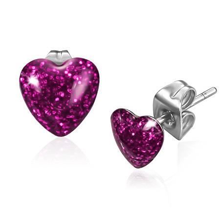 Boucles d'oreilles cœur en or rose avec diamants