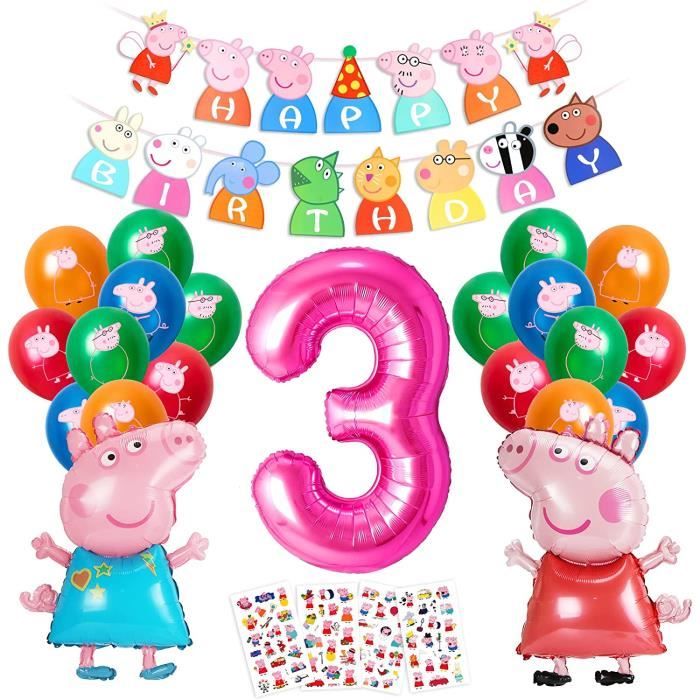 Kit De Ballons Anniversaire "3 Ans" Rose - 1 Ballon Chiffre 40", étoiles, Nœuds, Latex - Pour Fête Fille, Thème Rose, Baby Shower - 7