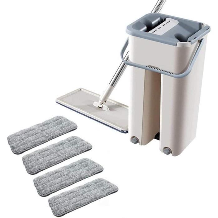 JUNYFFF Balai Serpillère Essoreur avec Seau, Rotatif À 360° Balais Nettoyer Sol, Vadrouille Rotative pour Le Nettoyage du Sol, Ensemble De 1X Vadrouille Et 1X Seau, 4X Tête De Vadrouille,Noir JUNYFFF Balai Serpillère Essoreur avec Seau, Rotatif À 360° Balais Nettoyer Sol, Vadrouille Rotative pour Le Nettoyage du Sol, Ensemble De 1X Vadrouille Et 1X Seau, 4X Tête De Vadrouille,Noir
