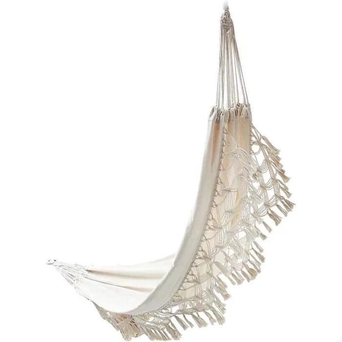 ADLER EUROPE Hamac Suspendu à 2 Places, Hamac Exterieur en Coton 200x150 cm, Charge Max. 200 kg, Toile de hamac Durable et résistante à l'abrasion