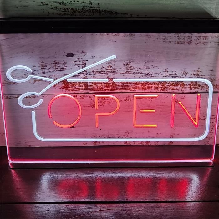 Neon Lights Signs Open Haircut Led Neon Sign, Plug Powered Dual Color