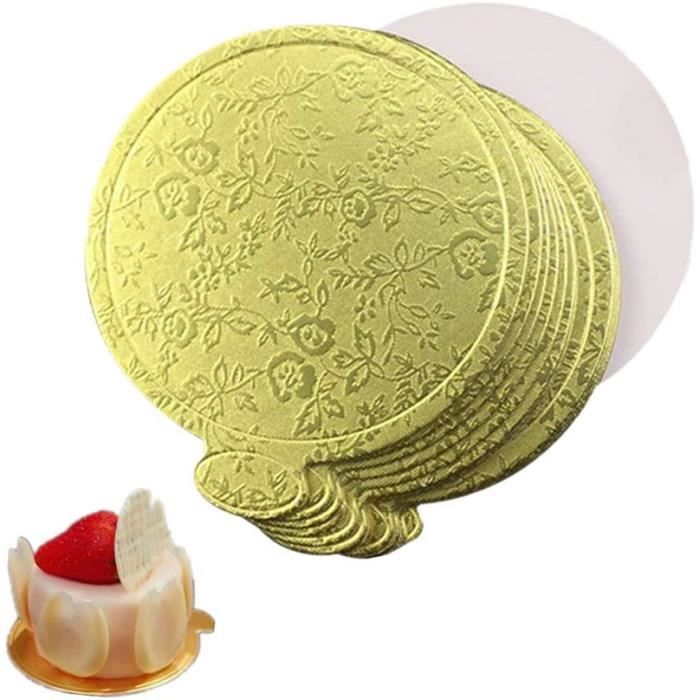Lot de 100 mini semelles rondes dorées pour petits gâteaux, 8 cm  environ,Versailles