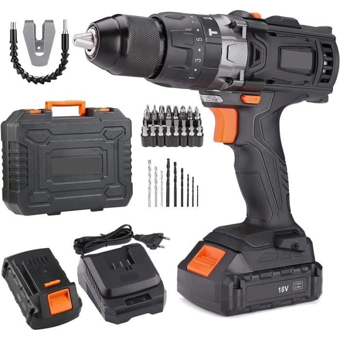 Perceuse à Percussion EnergyDrill 18V - 2 Batteries 2,0Ah - Couple 63 Nm - Conçue Par Peugeot Design Lab