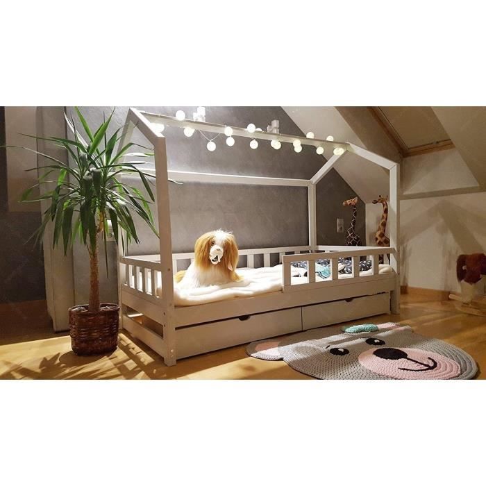 Lit Cabane Pour Enfants Avec Barrieres Et Tiroir Couleur Blanc 0x90cm En Bois Cdiscount Maison Lit Cabane Pour Enfants Avec Barrieres Et Tiroir Couleur Blanc 0x90cm En Bois Cdiscount Maison