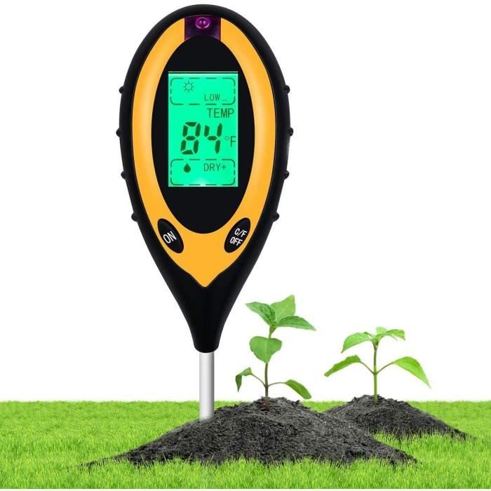 2021 Mise à niveau du pH-mètre du sol, testeur de sol, kit de test de sol 4 en 1, testeur et moniteur d'eau légère, pH, humidité