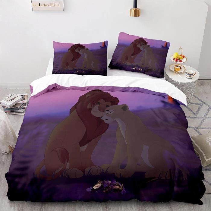 Le Roi Lion Housse De Couette Bebe Animal Parure De Lit Simba Avec Taies D Oreiller 135x0cm 142 Cdiscount Maison
