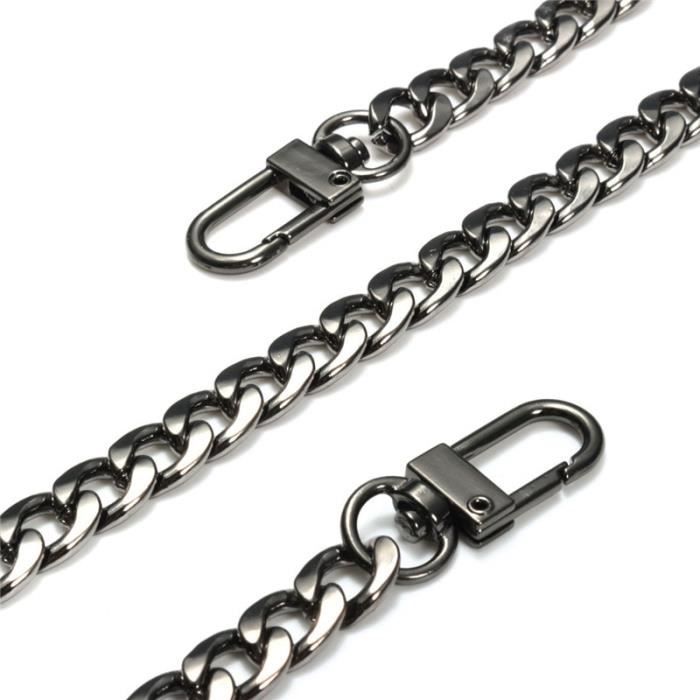 2 Sangles De Chaîne Pour Sac à Main - Cuir Synthétique Noir Et Chaîne Dorée - Longueur 60 Cm - Fermoirs Pivotants