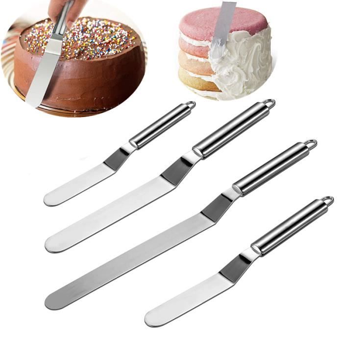 Lot de 3 spatules de glaçage en acier inoxydable pour décoration de gâteau pour la maison la cuisine la pâtisserie 