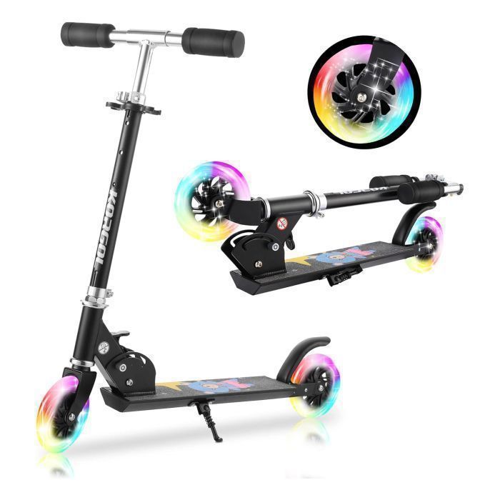 Trottinette Enfant Fille Garcon 2 Roues Pliant Hauteur Reglable Patinette Led Lumiere Abec 5 Enfants 3 12 Ans 70 130cm Noir Achat Vente Trottinette Enfant Fille Ga Cdiscount