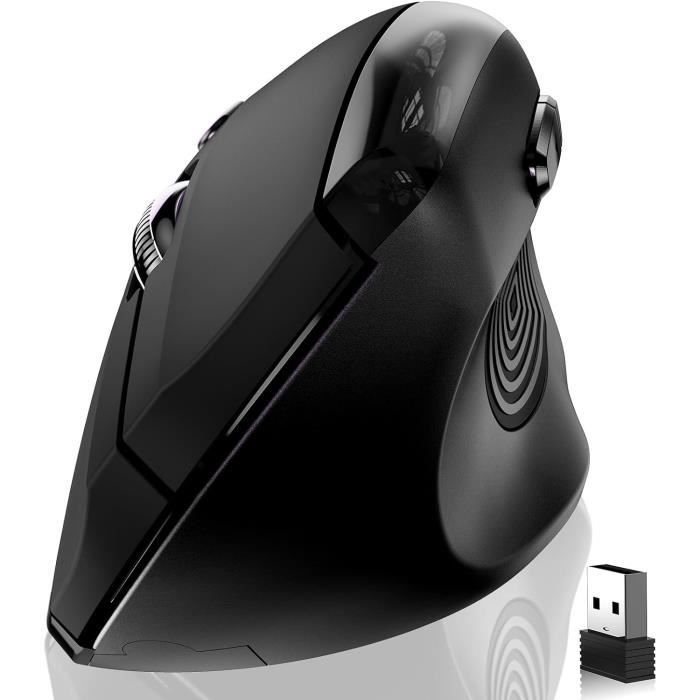 Souris Ergonomique Sans Fil 2.4 GHz - Optique 1600 DPI - Pour Mac/Windows USB