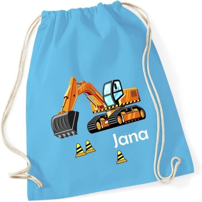 Sac De Gym Personnalisable Pompier - 37x46 Cm, 12L, 100% Coton - Pour Enfant, Nom Imprimé