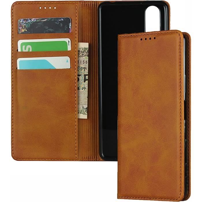 Coque à Rabat en Cuir PU avec Fenêtre Visible et Aimant Invisible Compatible avec Sony Xperia X Compact, Étui Intelligent à Affichage Clair (Blanc